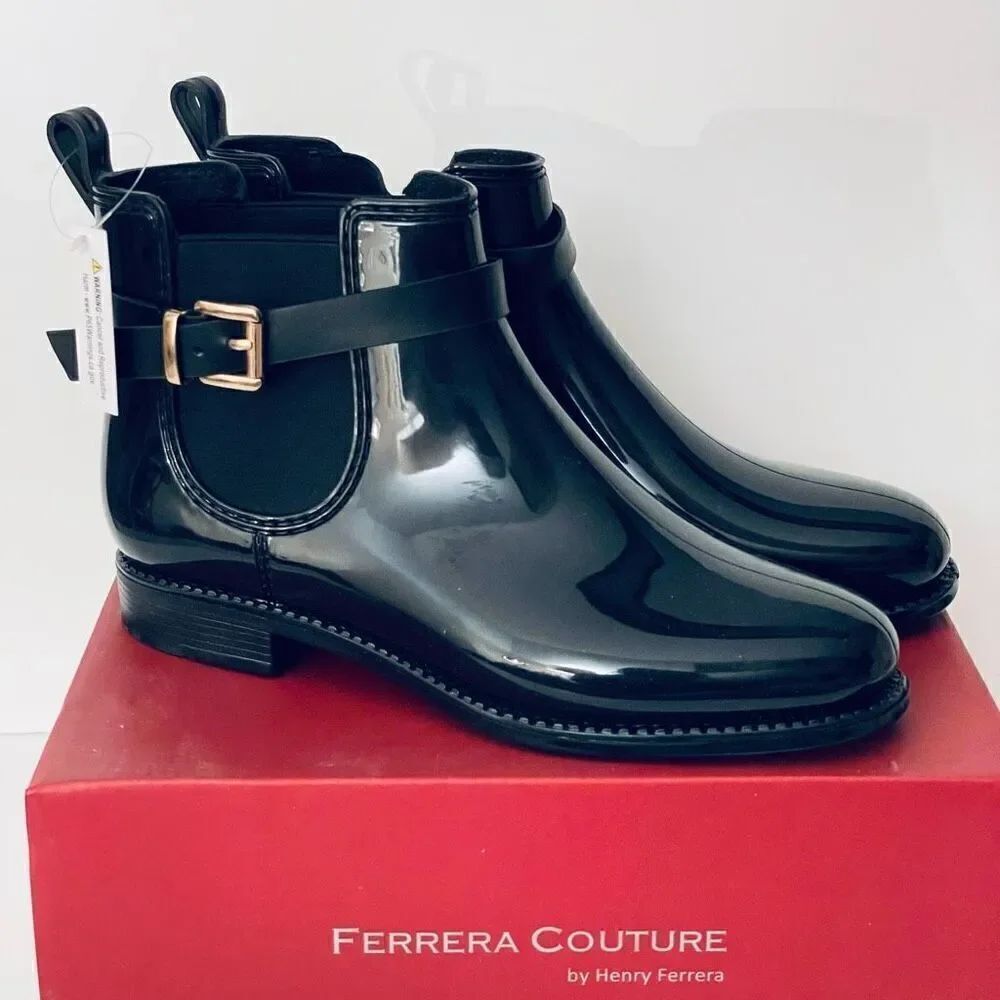 NWT Ferrera Couture 9 by Henry Ferrera Clarity Black Rain Marsala Booties Boots